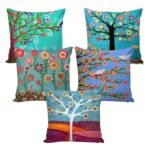 Set of 5 Abstract Hand Made Jute Digital Print Cushion Cover