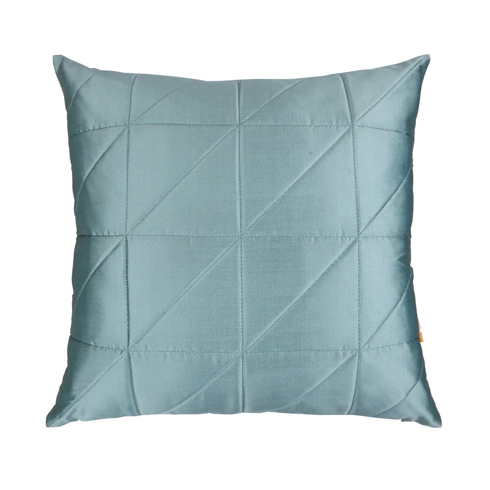Quilted Blue Satin Cushion Cover