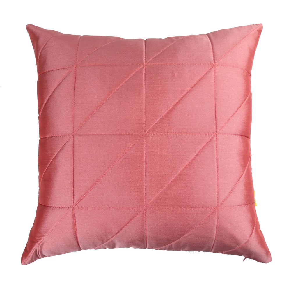 Quilted Pink Satin Cushion Cover