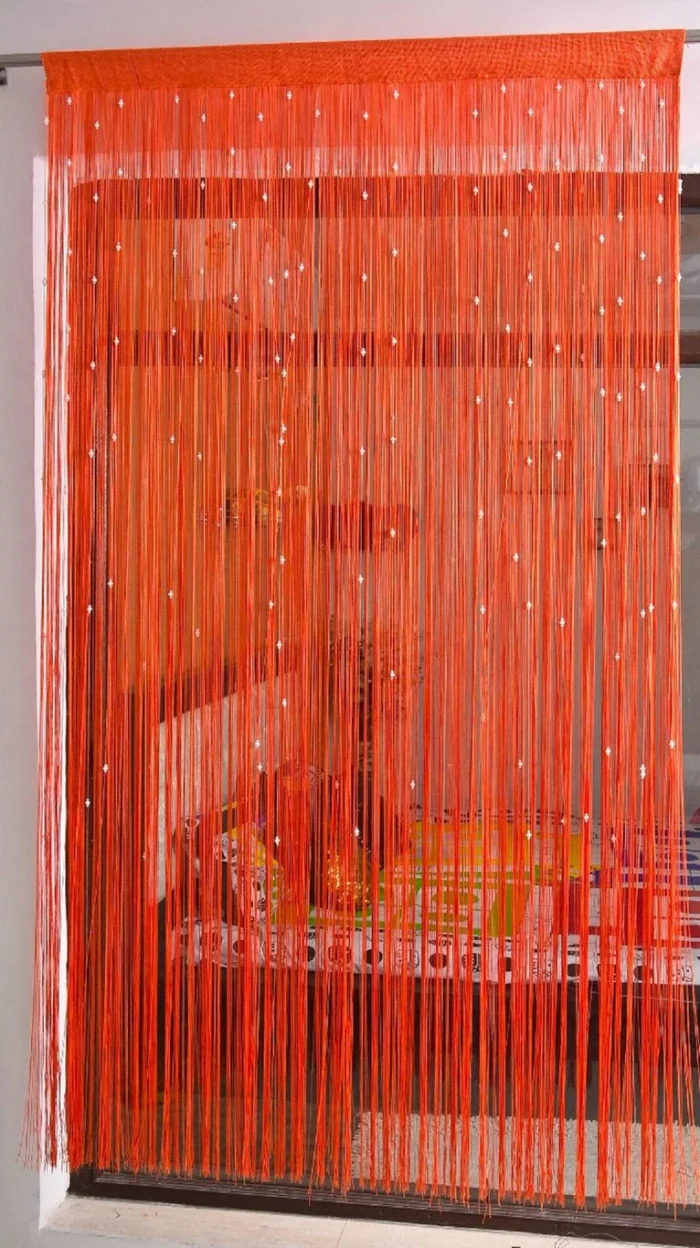Premium Orange Beaded String Door Curtain for Home Decoration