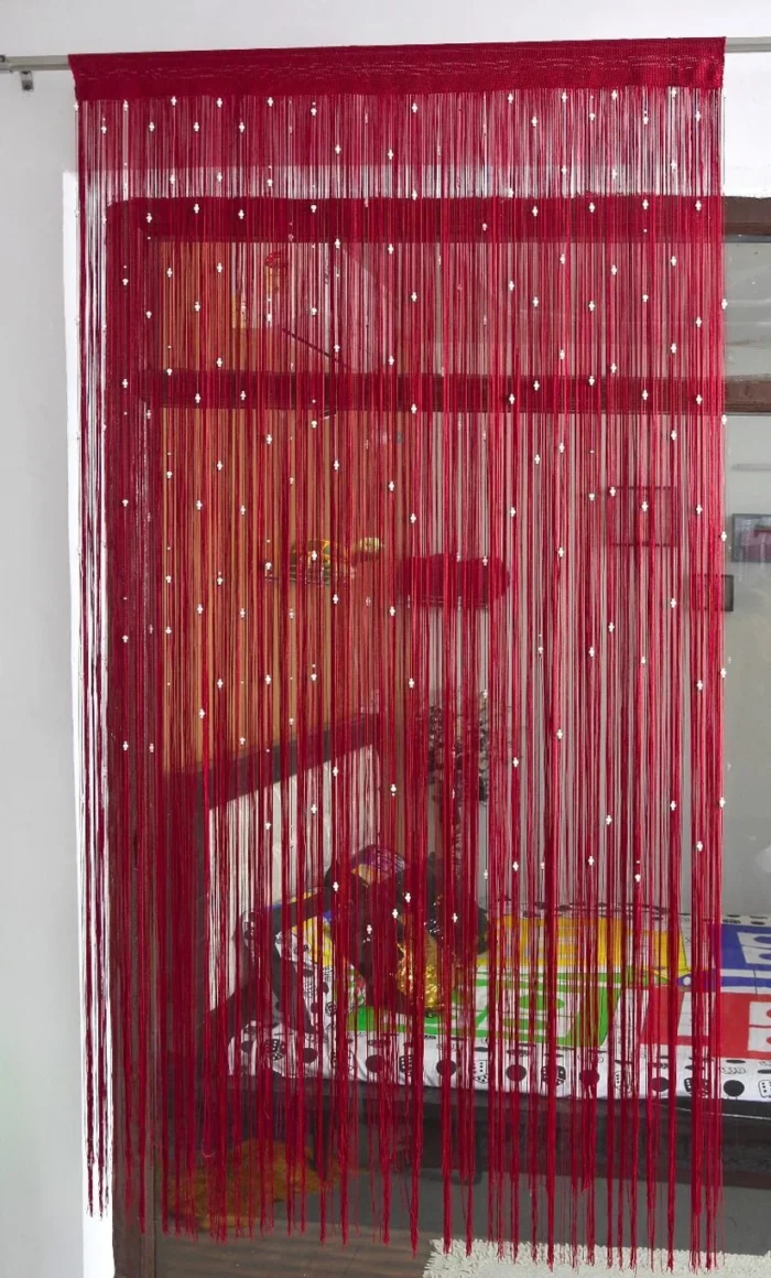 Premium Maroon Beaded String Door Curtain for Home Decoration